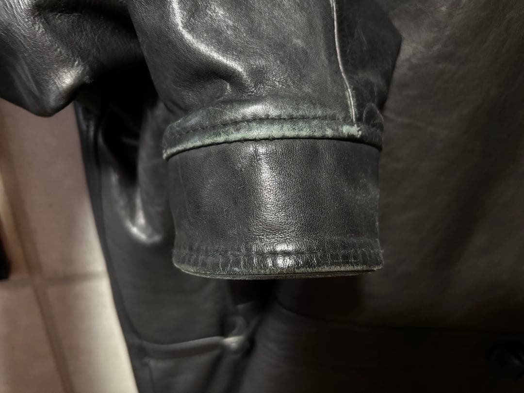 Schott ブラックレザー シングルライダースジャケット XL