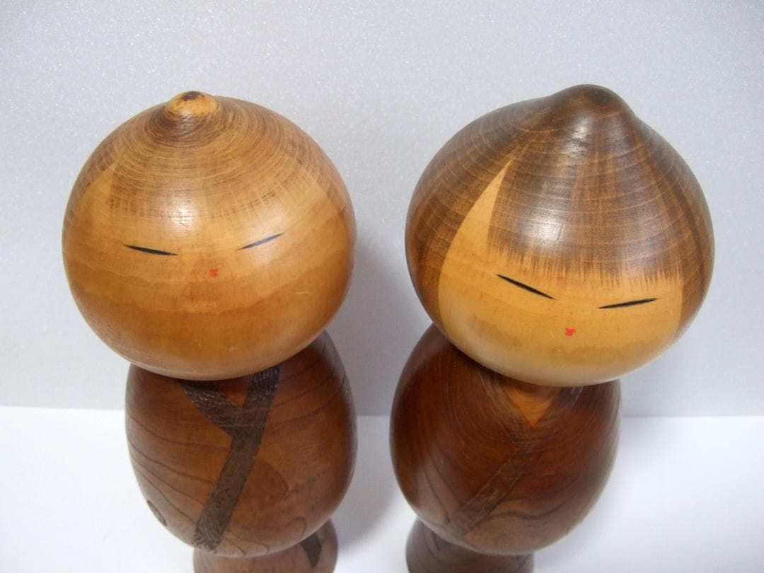創作こけし 渡辺正雄「無心」高さ36cm 37cm 2体まとめて Kokeshi