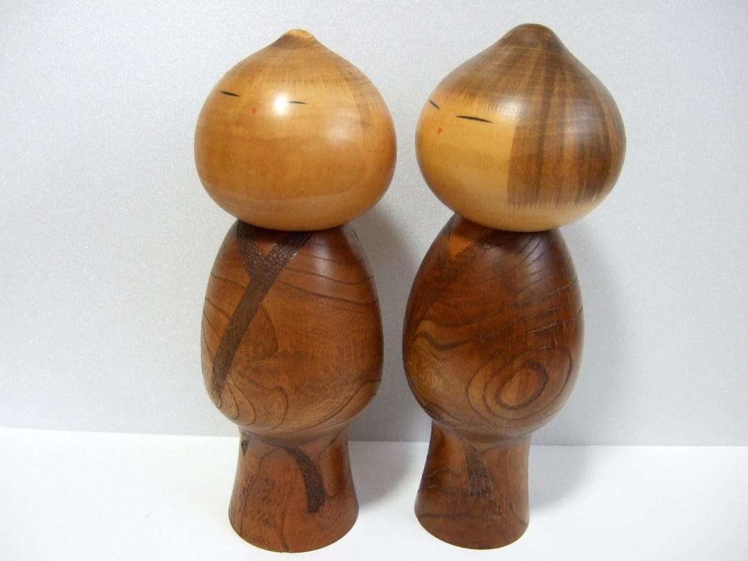 創作こけし 渡辺正雄「無心」高さ36cm 37cm 2体まとめて Kokeshi