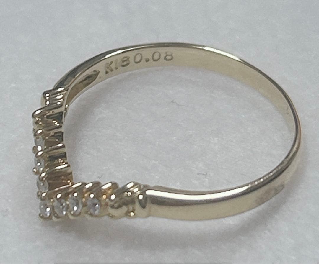 K18YG V字リング ダイヤモンド0.08ct 1.5g