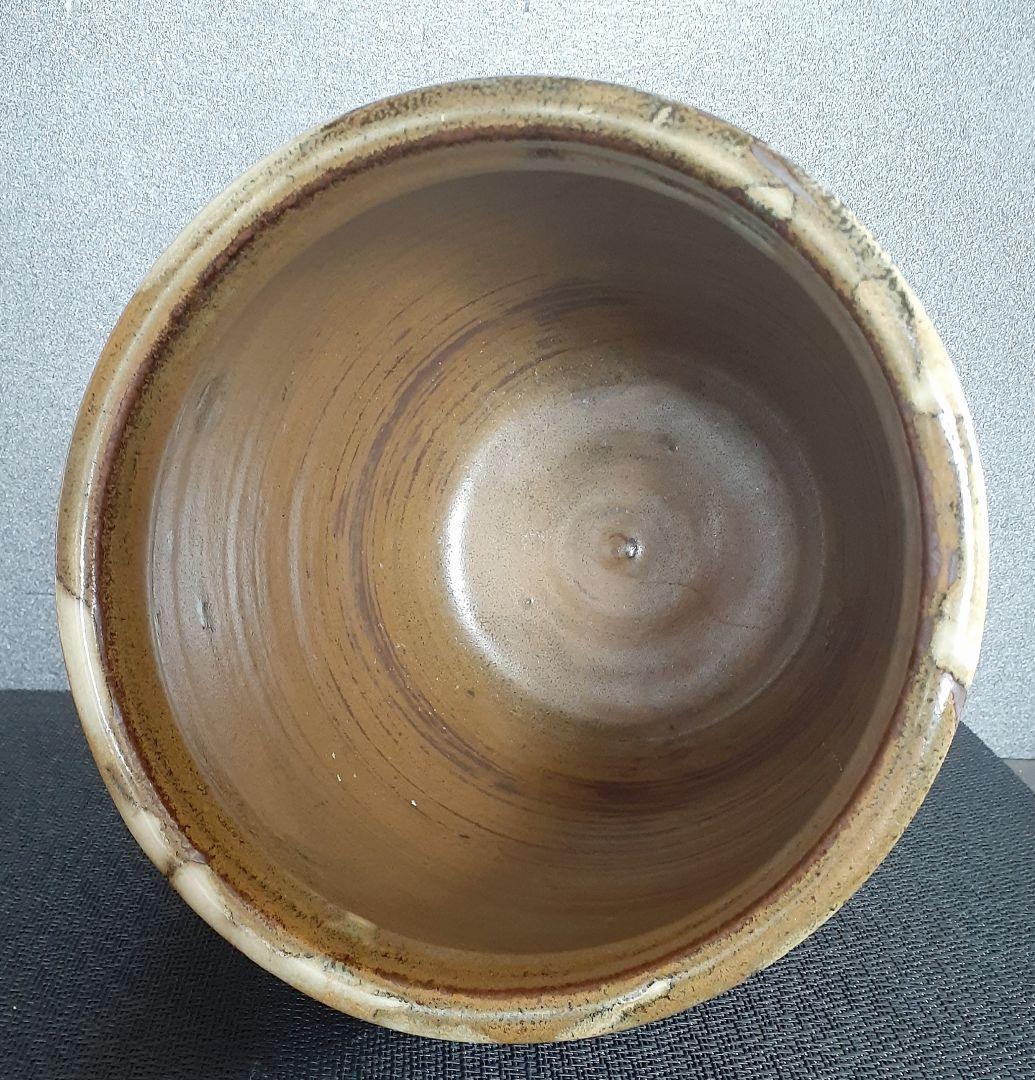 【国指定伝統工芸品】熊本県【小袋焼】藁灰釉　黄釉　花入れ　水草入れ　メダカ入れ