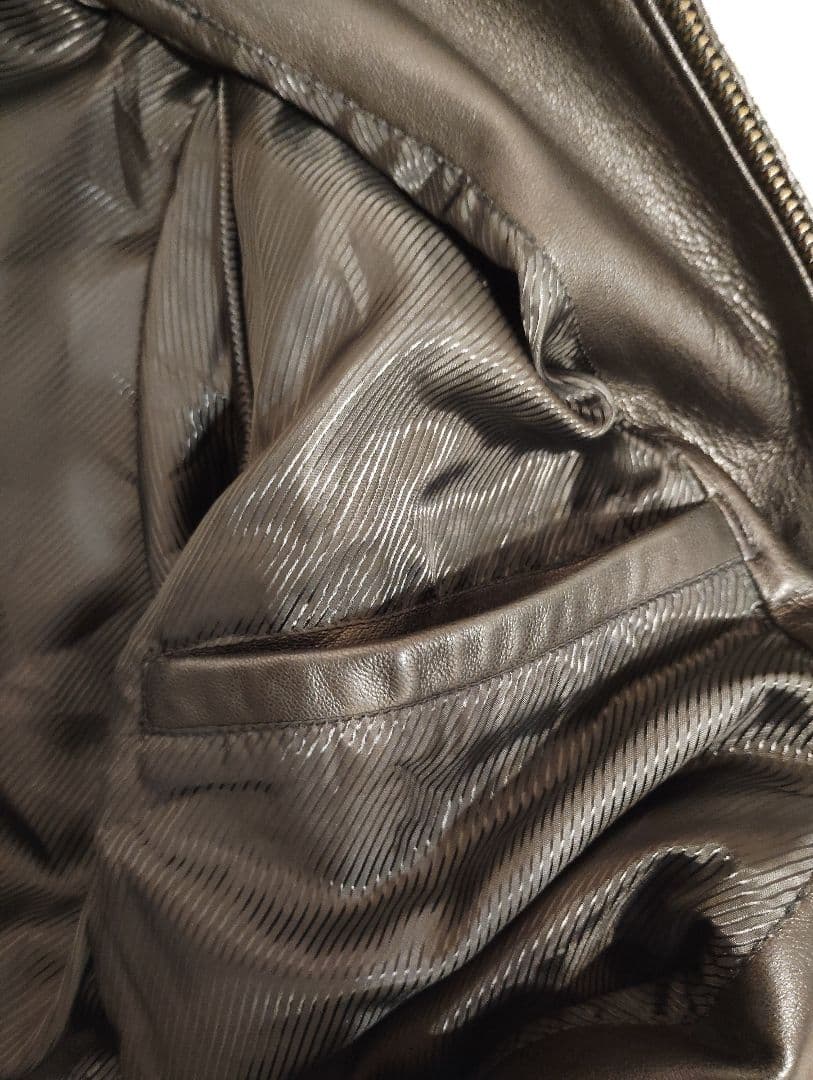 Nikeシープレザーシングルライダースジャケット黒ウインドランナーナイキ革