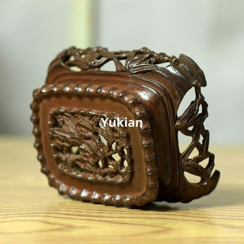 竹節四足二重薫香炉 両耳鼎 薫香炉 茶卓 置物 装飾品 工芸品 美術品