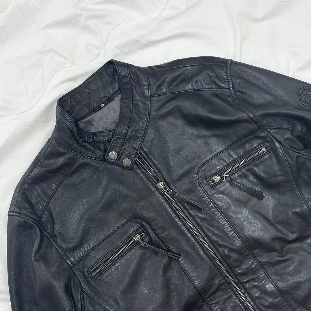 美品 神サイズ RIDEZ ライズ シングルライダース ジャケット 羊革 黒