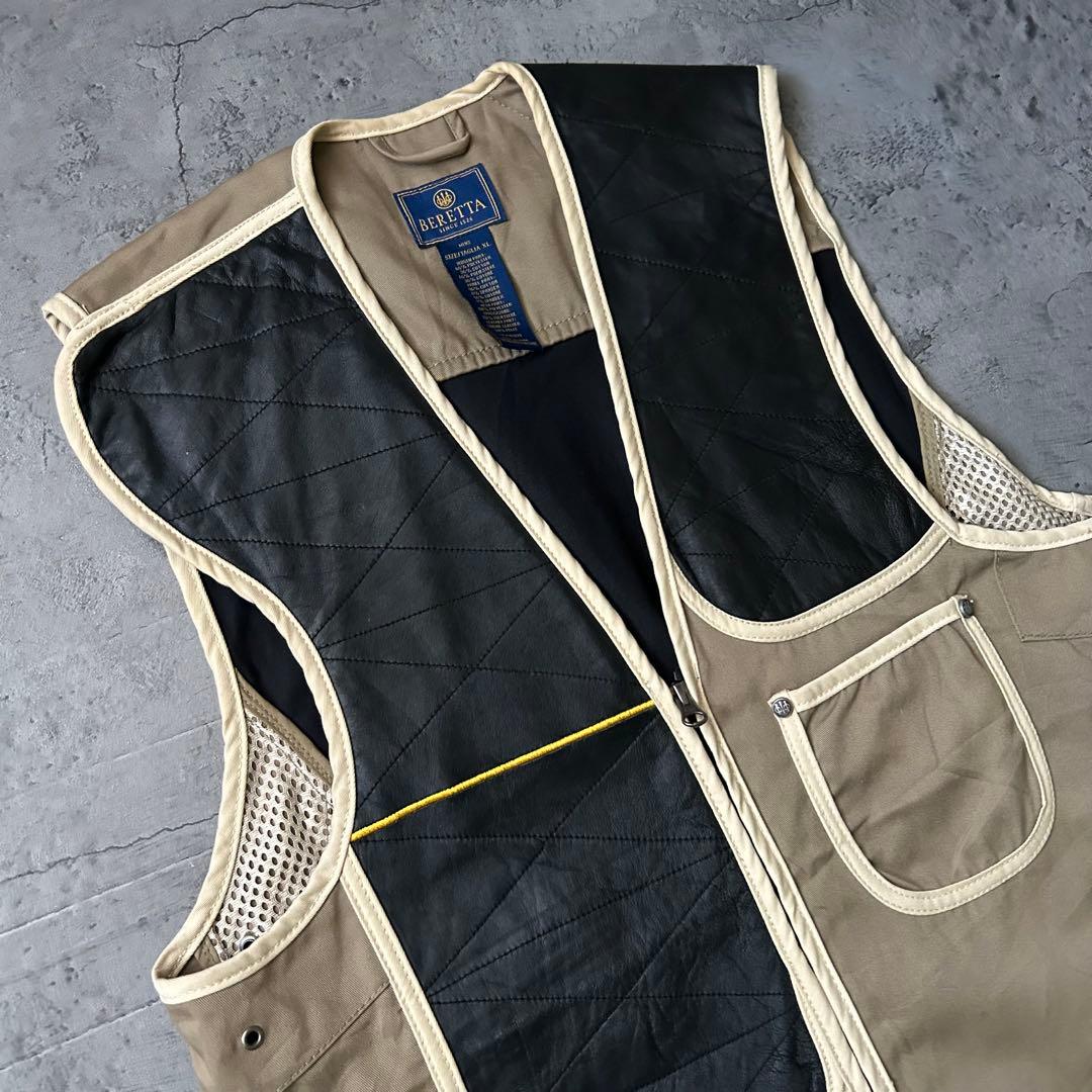 Beretta 本革 レザー XL メッシュバック ベスト ブラック ベージュ
