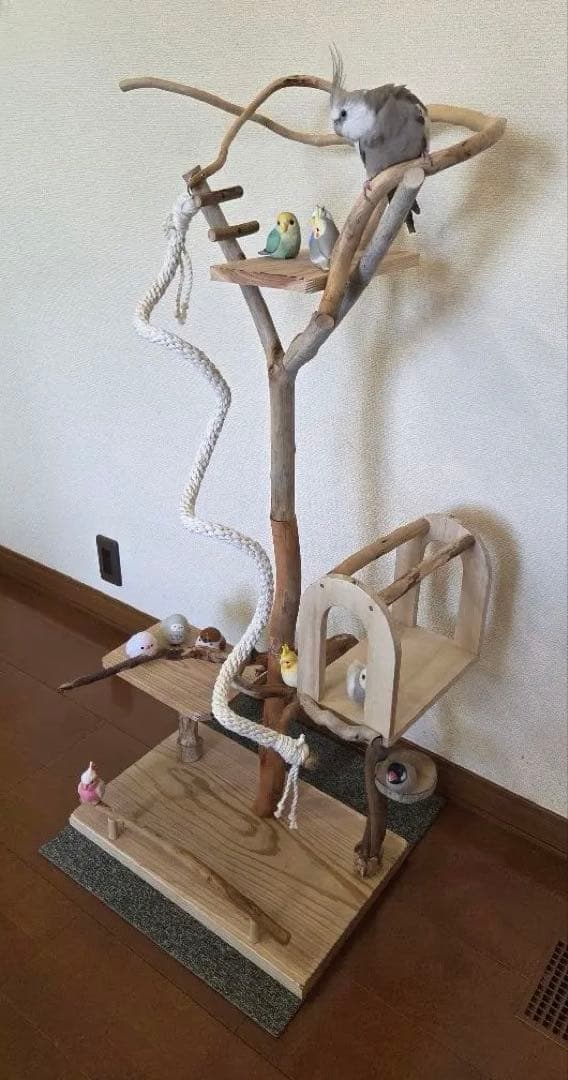 レア枝　バードアスレチック　3way　小型、中型用　流木　ハンドメイド