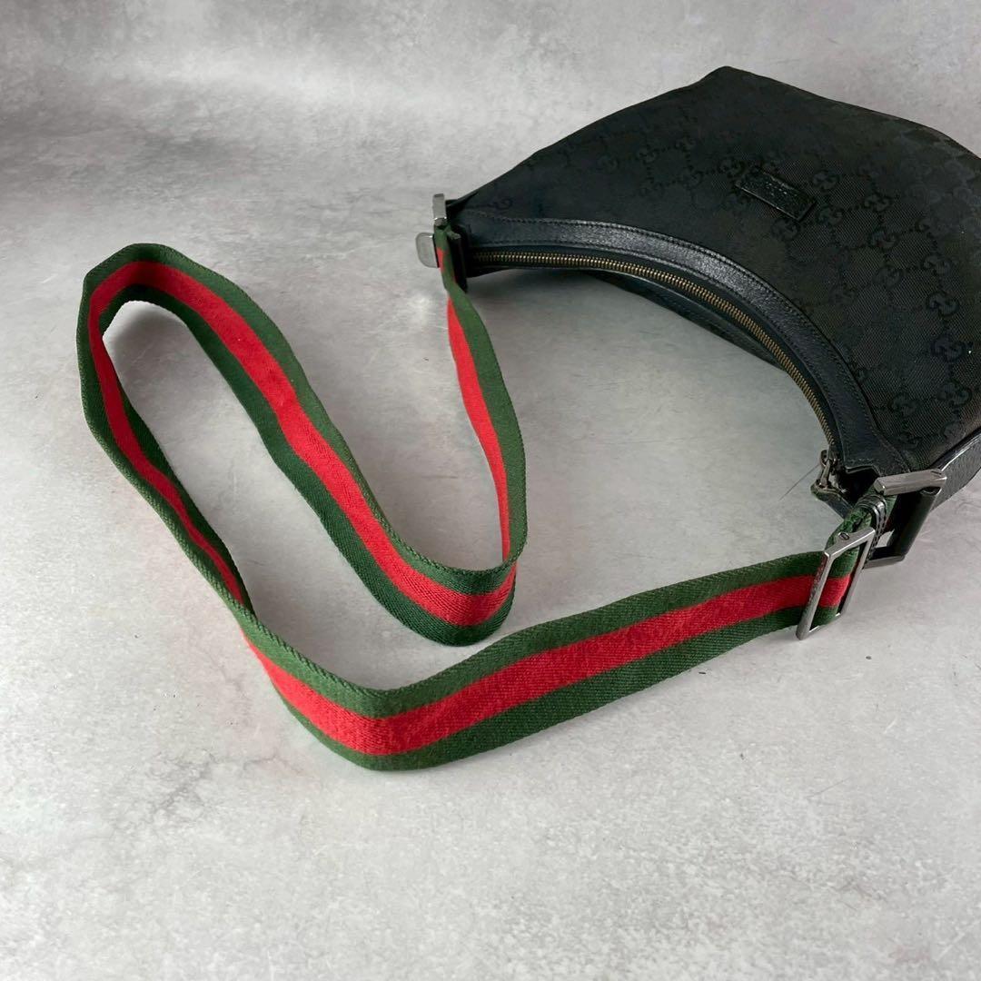 値下げ グッチ シェリーライン ショルダーバッグ GGキャンバス ブラック 総柄