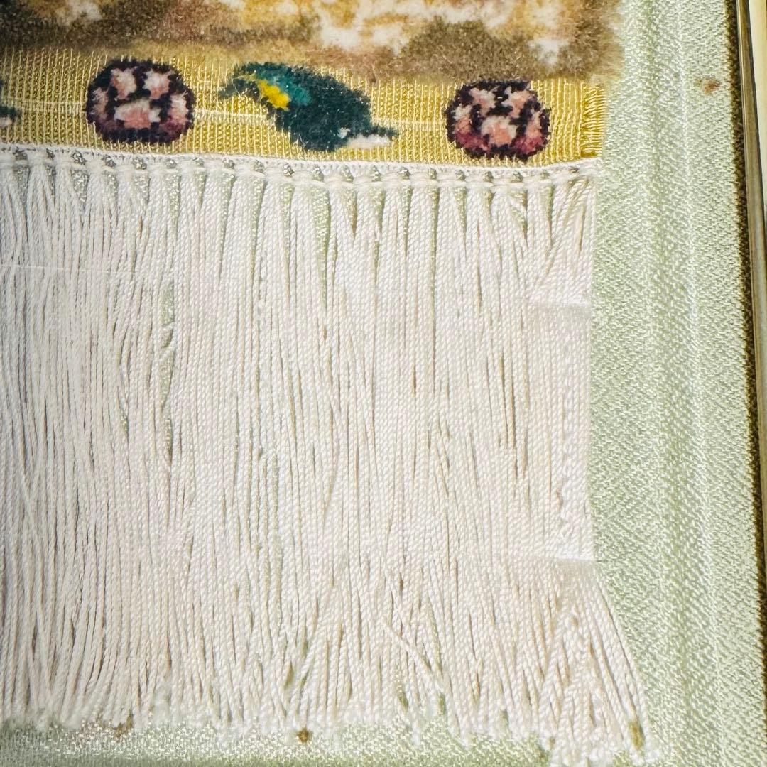 中国美術 手織り シルク 段通 緞通 天女 手織り絨毯 飾り 額付き 骨董