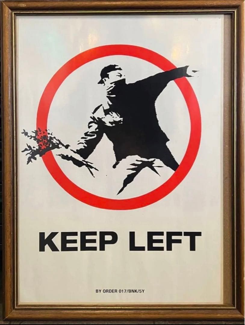 本日特価　本物　Banksy KEEP LEFT バンクシー　大判ステッカー