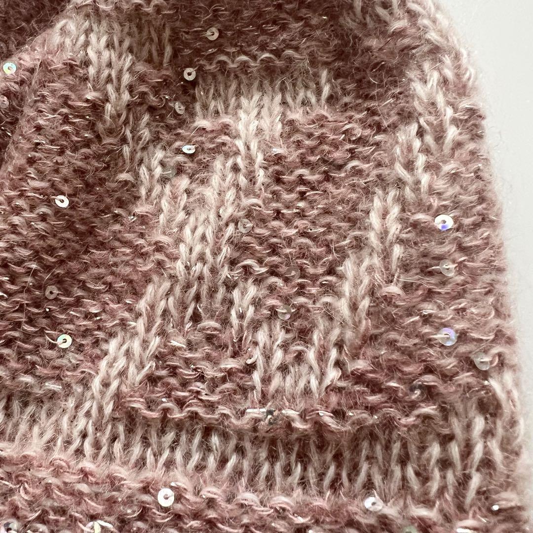 美品　ルイヴィトン　モノグラム　ニット帽　ビーニー　ピンク　スパンコール　ラメ