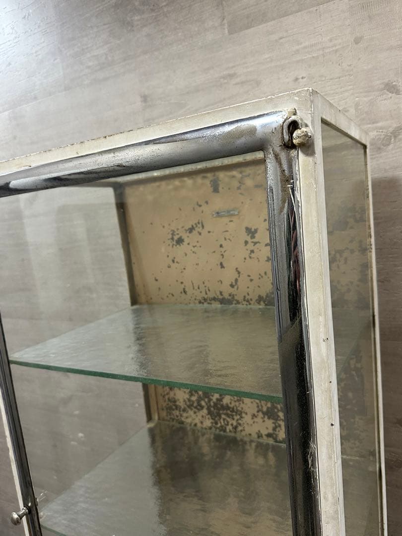 引き取り限定 フランス製 アンティーク ガラスショーケース 4段棚付き