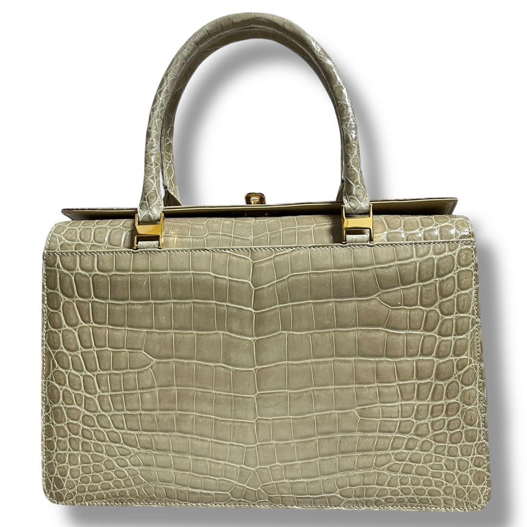 シャイニング クロコダイル フォーマル ハンドバッグ