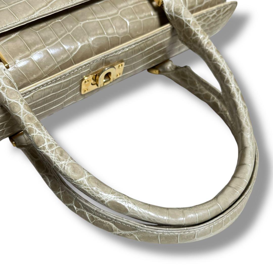 シャイニング クロコダイル フォーマル ハンドバッグ