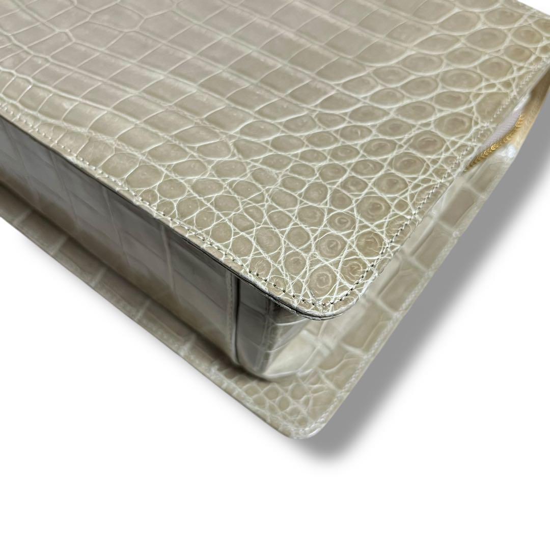 シャイニング クロコダイル フォーマル ハンドバッグ