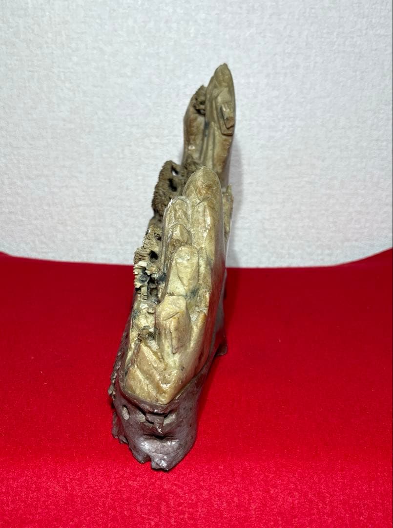 中国美術　寿山石　楼閣山水　置物　床飾　彫刻　4.45kg