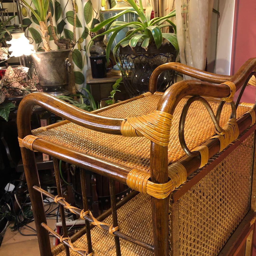 Sale 昭和レトロ　ビンテージ　オールドラタン　オープンシェルフ　三段ラック