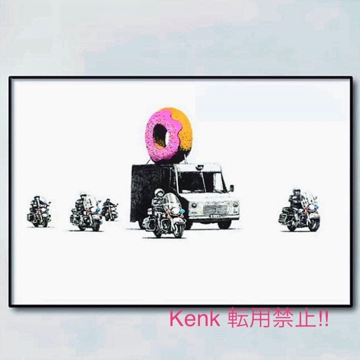 バンクシー　ストロベリードーナツ　キャンバスアート　50×70cm Banksy