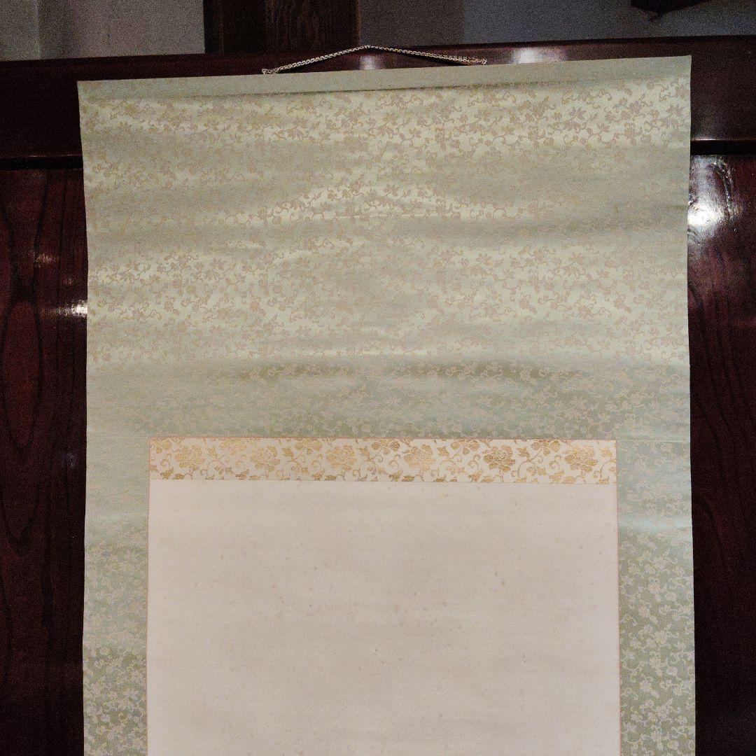 青い花と鳥の掛軸