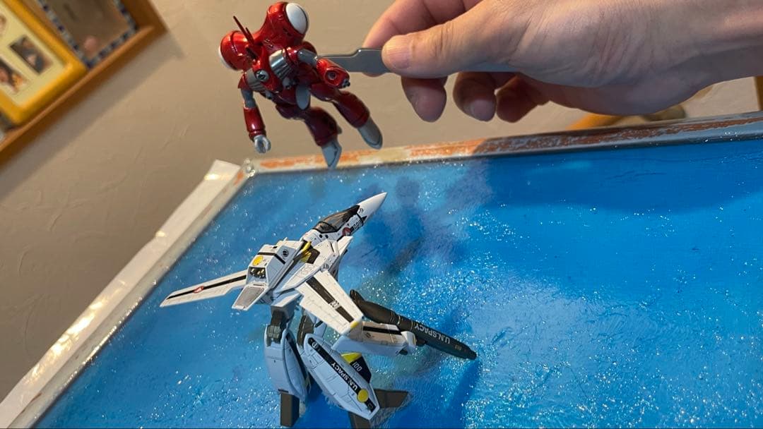 進行中　うえも様　バルキリー水上戦闘　ジオラマ