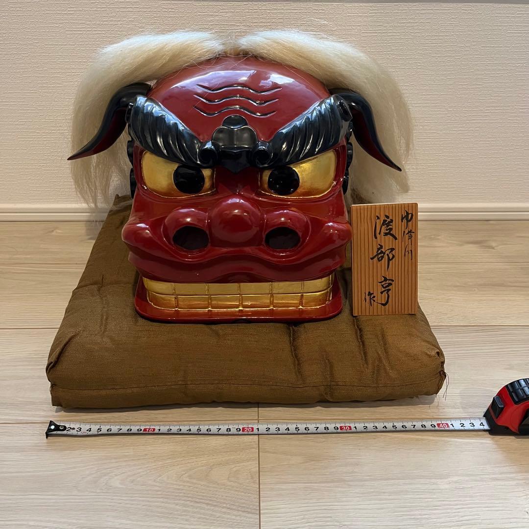 .獅子舞　獅子頭　お正月　木彫　魔除け　祭　置物　古美術　神楽 木製 木彫