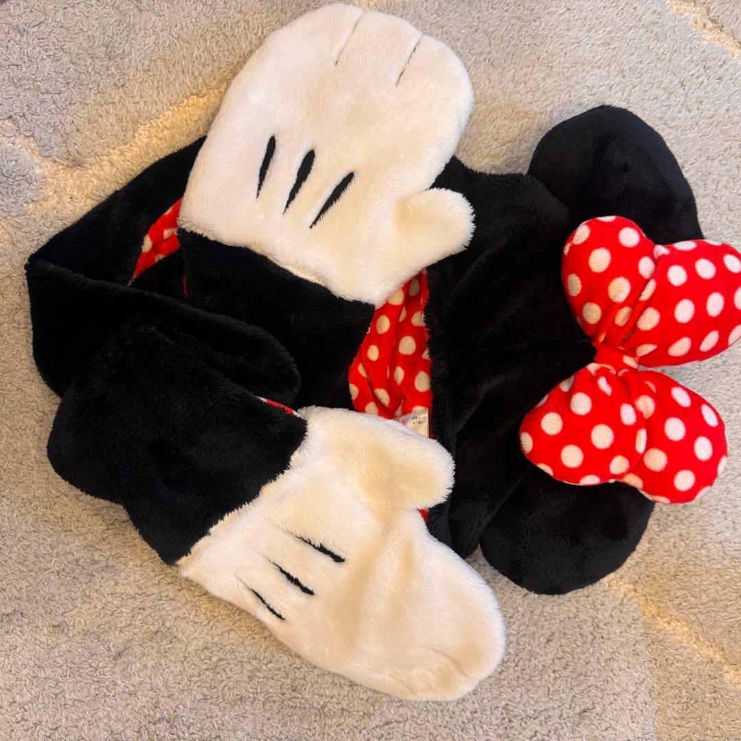 ミニーマウス マフラーキャップ