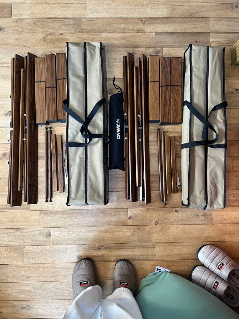 ONWAYフォールディング アルミigtローテーブル2セット+連結ブリッジ