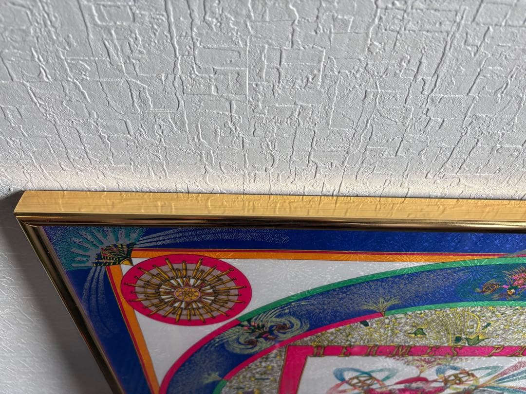 エルメス カレ90 技巧の火 (Feux d'Artifice） 額装 シルク