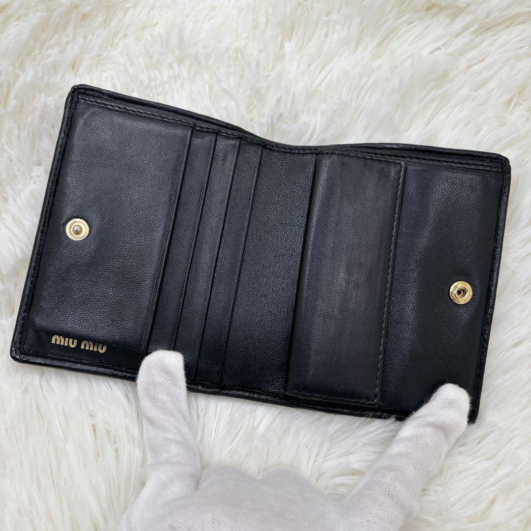 ミュウミュウ♡折り財布 クリスタル ビジュー マテラッセ ブラック