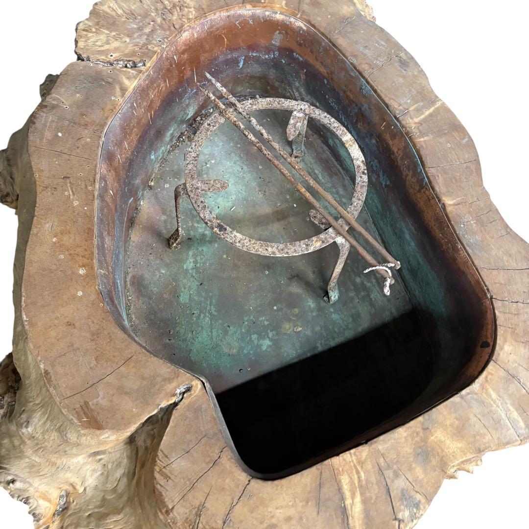 瘤　火鉢　希少　高級　古家具　輪切り　囲炉裏