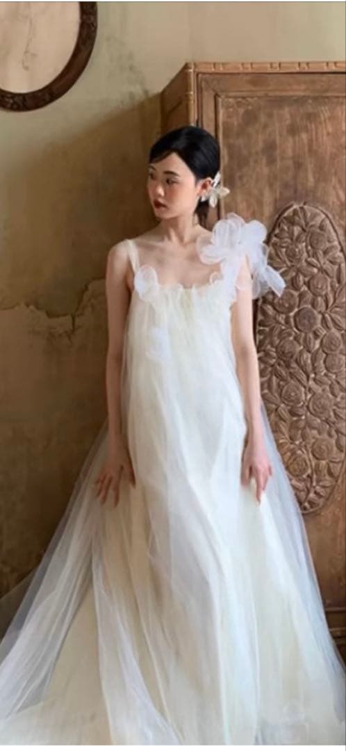 アイボリー チュール ウェディングドレス