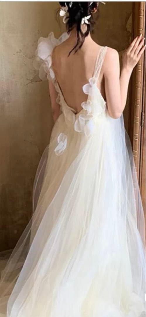 アイボリー チュール ウェディングドレス