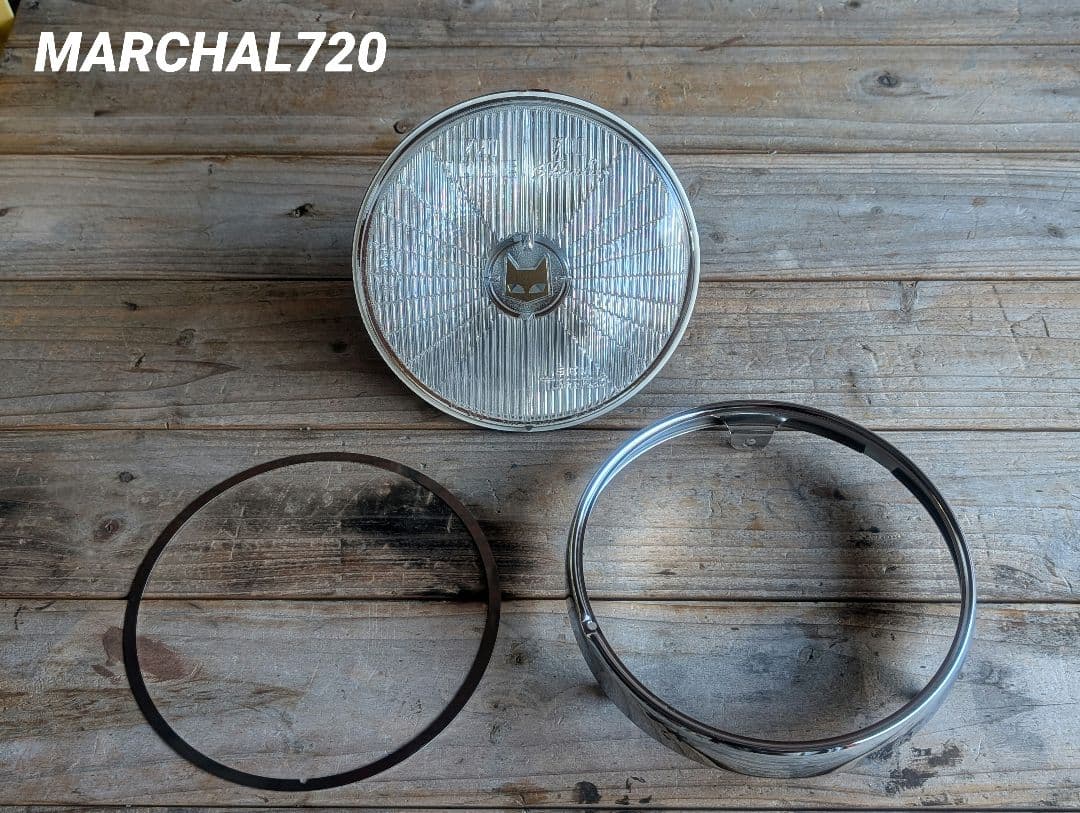 マーシャル 720 ヘッドライト クリアレンズ リム付 金猫 キティカット 旧車