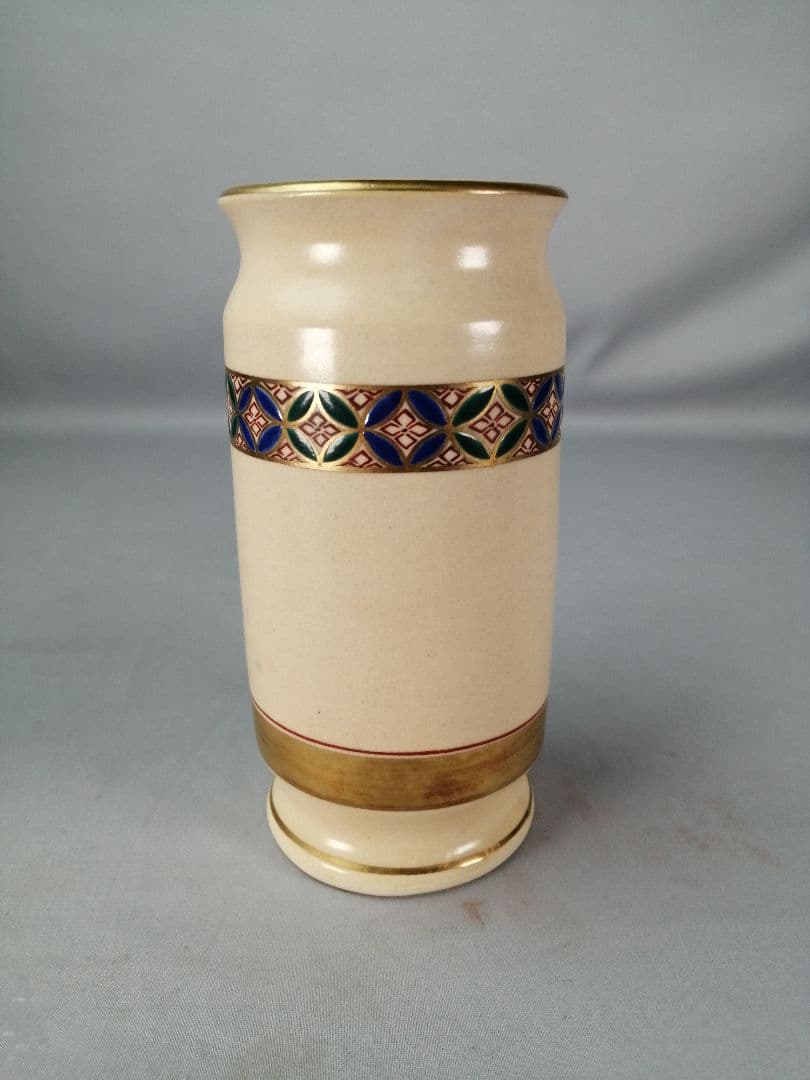 【茶道具】高台寺窯陶楽造　仁清写華七宝紋皆具　水指 建水 杓立 蓋置　水指400