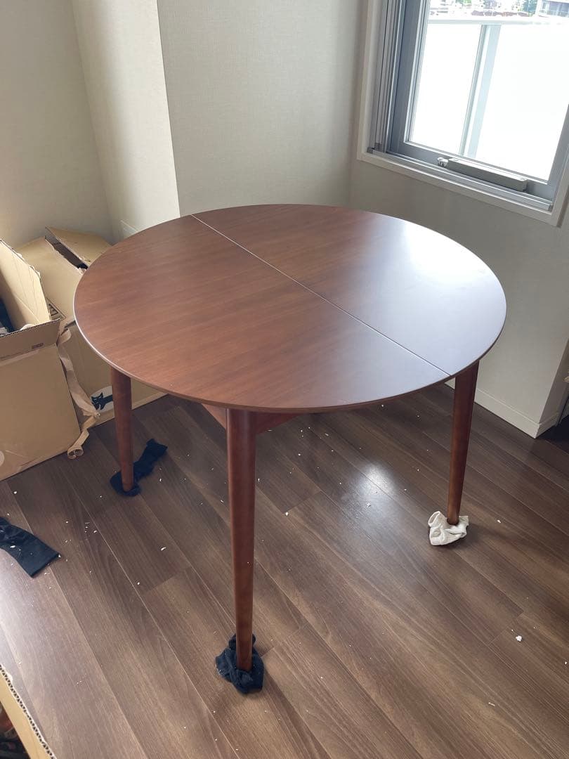 【新品】円形木製ダイニングテーブル幅90/120cm
