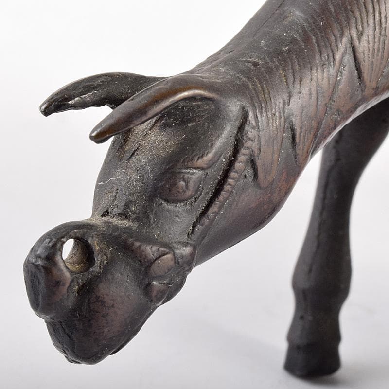 中国　古銅宣徳銅　馬に寿老人　のったり香炉　V　R5033