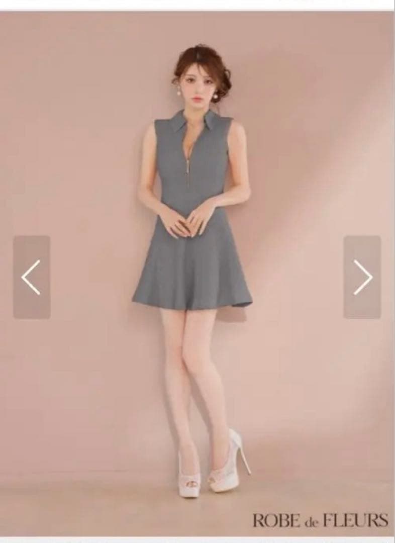 ROBE de FLEURS ノースリーブドレス Sサイズ グレー　ラメ入り