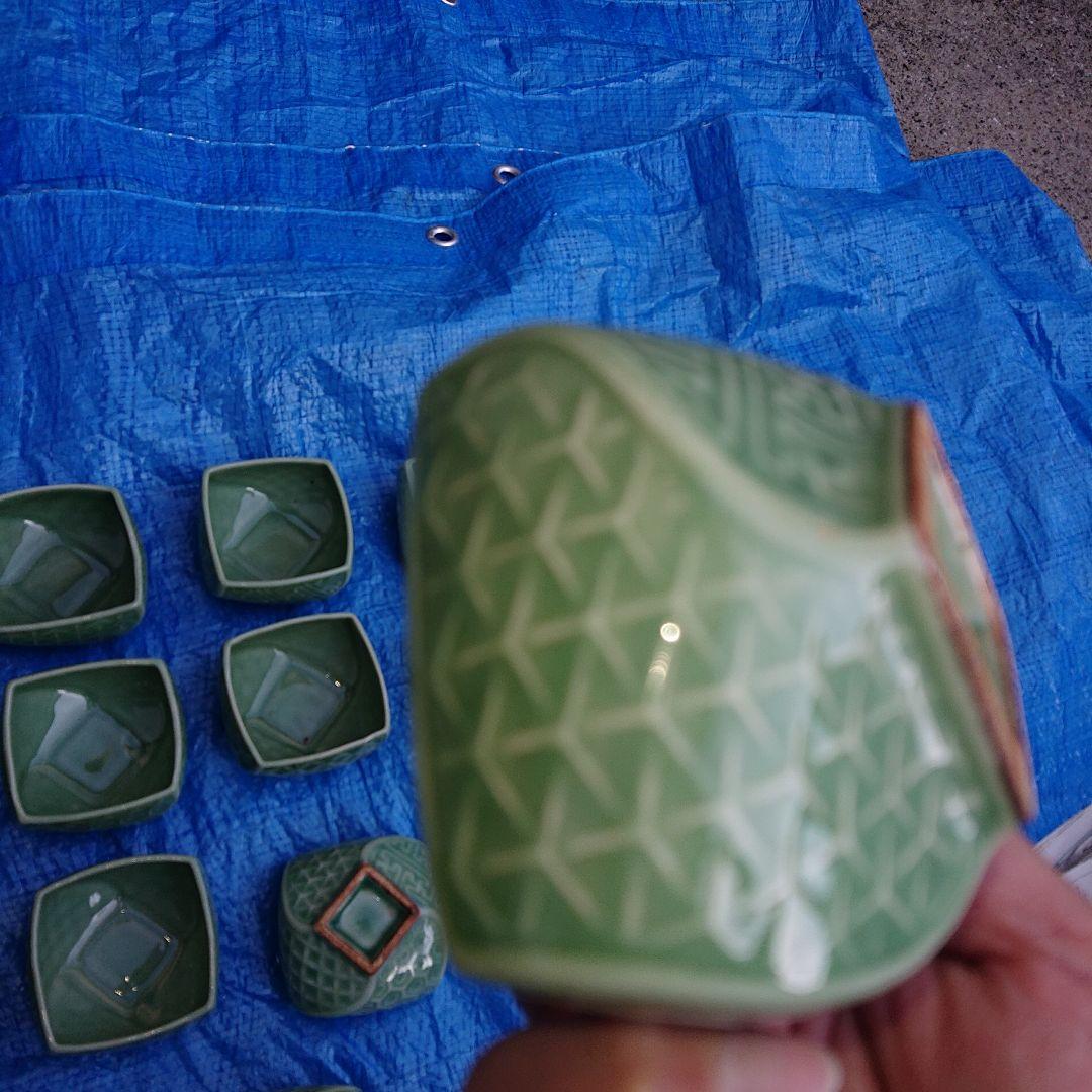 20セット、とレトロ青磁、湯呑みセット