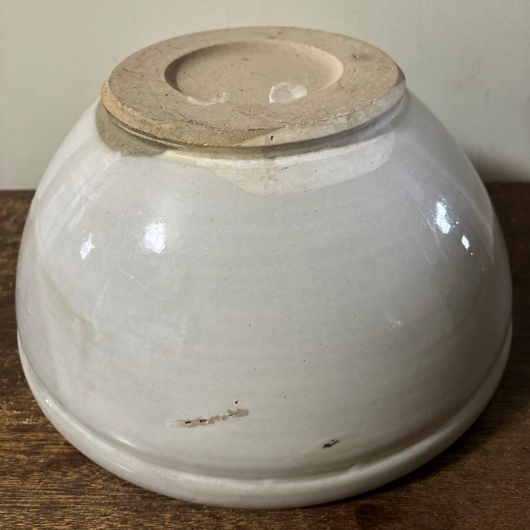 東北民窯　平清水焼　大鉢　白釉　花器　こね鉢　白磁　骨董　アンティーク　李朝