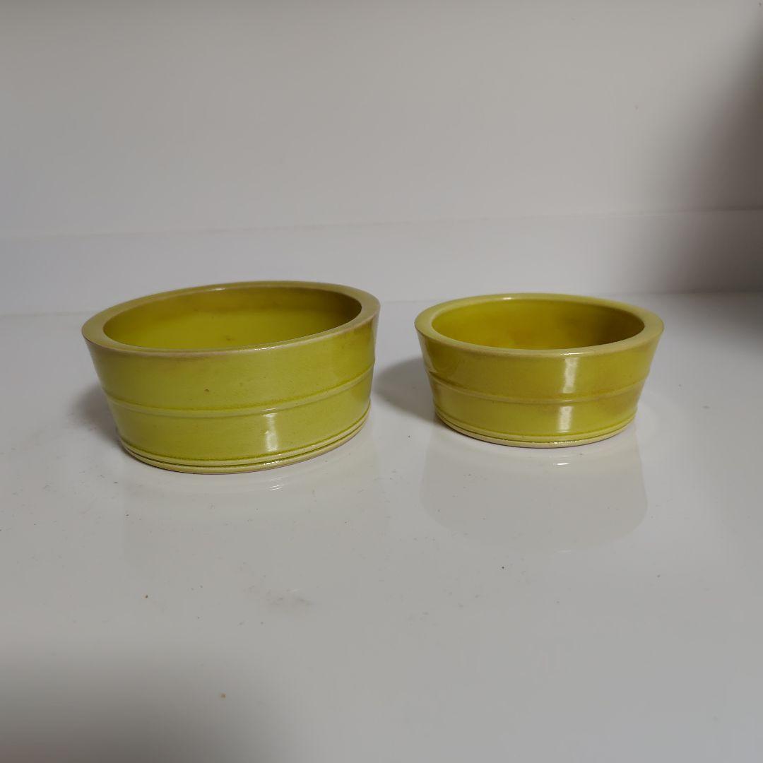 淡路 珉平焼 レモンイエローな入れ子鉢 1組