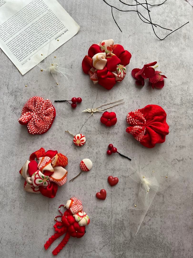 6*様 七五三　七五三髪飾り　ヘッドドレス　着物髪飾り　リメイク髪飾り　056