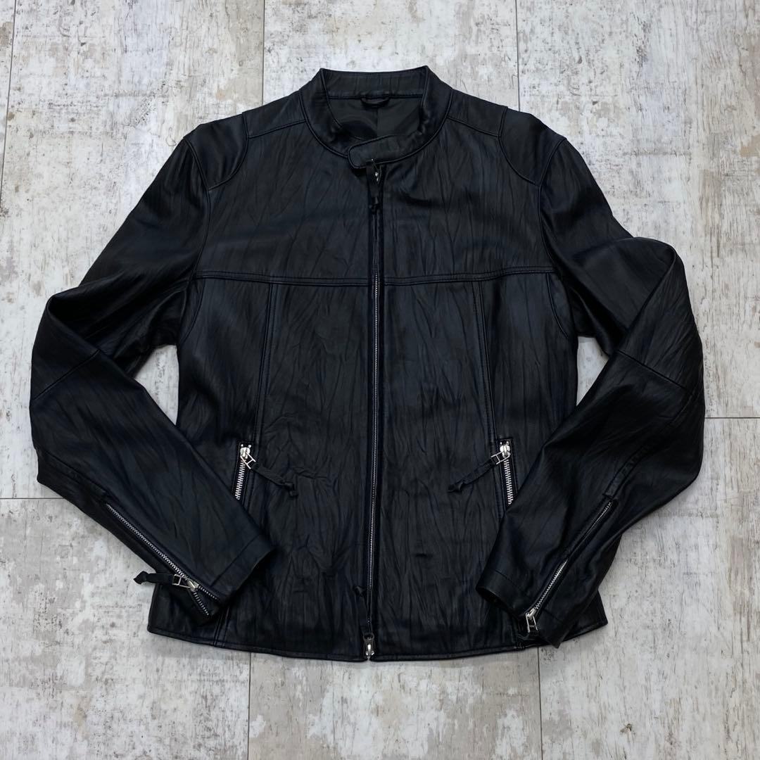 希少 OLD UNIQLO 廃盤旧モデル レザー ライダースジャケット　L　羊革