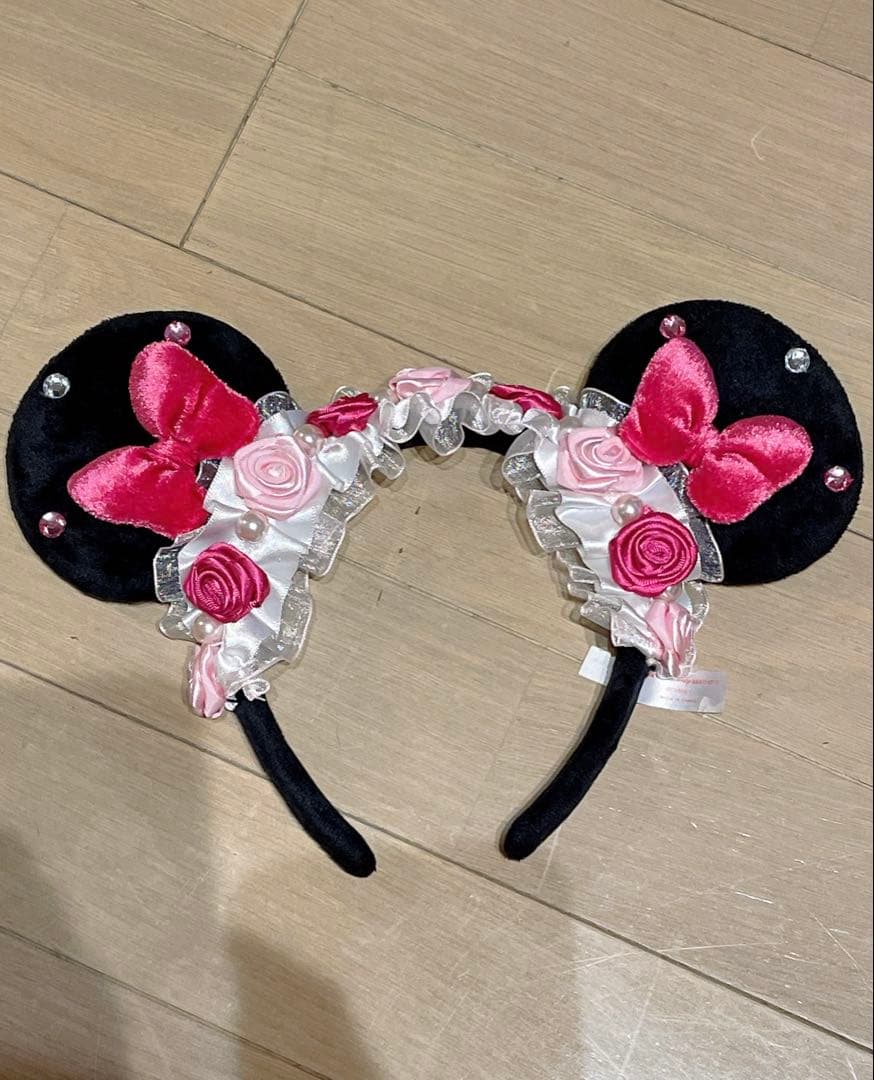ディズニー　ミニー　薔薇　フリル　カチューシャ　お花　リボン