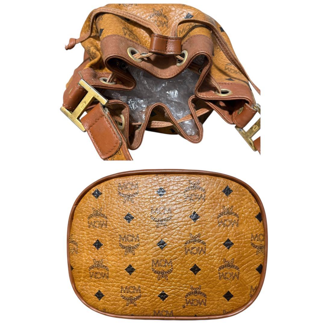 エム・シー・エム　MCM ショルダーバッグ　ヴィセトス柄　巾着　レザー　ブラウン