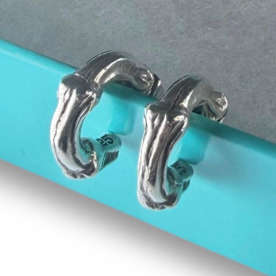 美品 Tiffany バンブー スモール フープ ピアス Vintage ロゴ