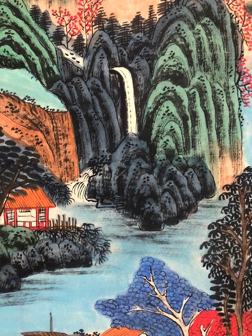 董其昌 山水画 掛け軸 手描き 中国美術 絵画 書画 山水図 風景画 インテリア