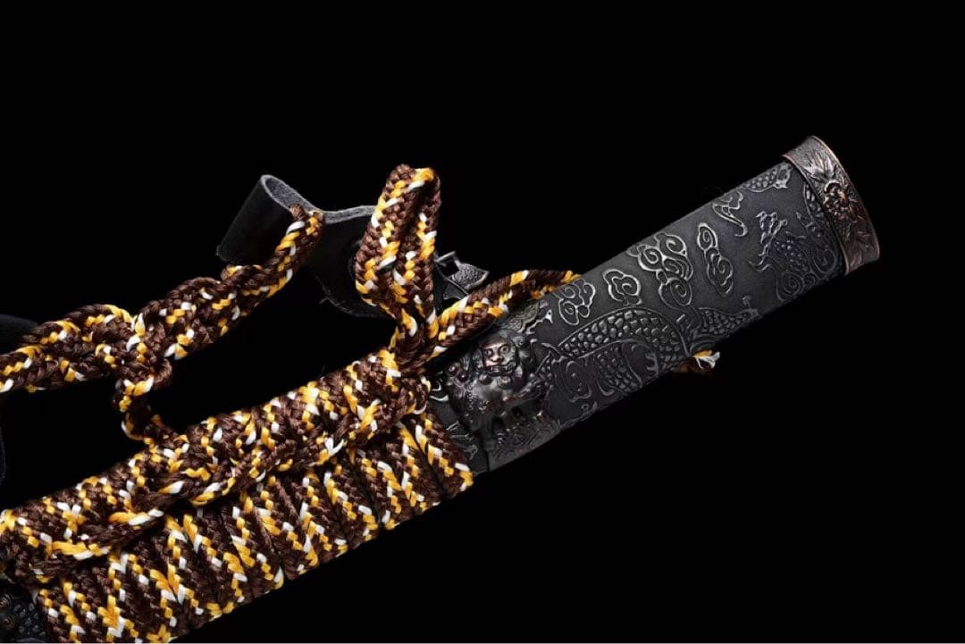 黒獅 高級本格居合刀 本牛革柄巻 日本刀 模造刀 武具 舞踊刀 太刀 武蔵