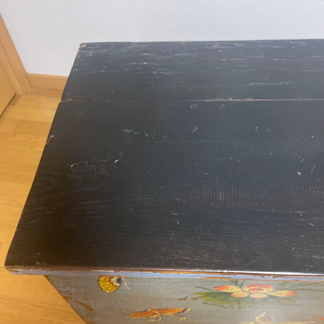 (Rihi24様用)青色の装飾木製収納箱　アンティーク　中国家具　アジアン