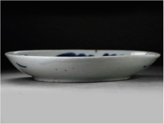 【海】18～19世紀中国清代中～後期 青花釉裏紅「登竜門」図皿 染付辰砂魚鯉図