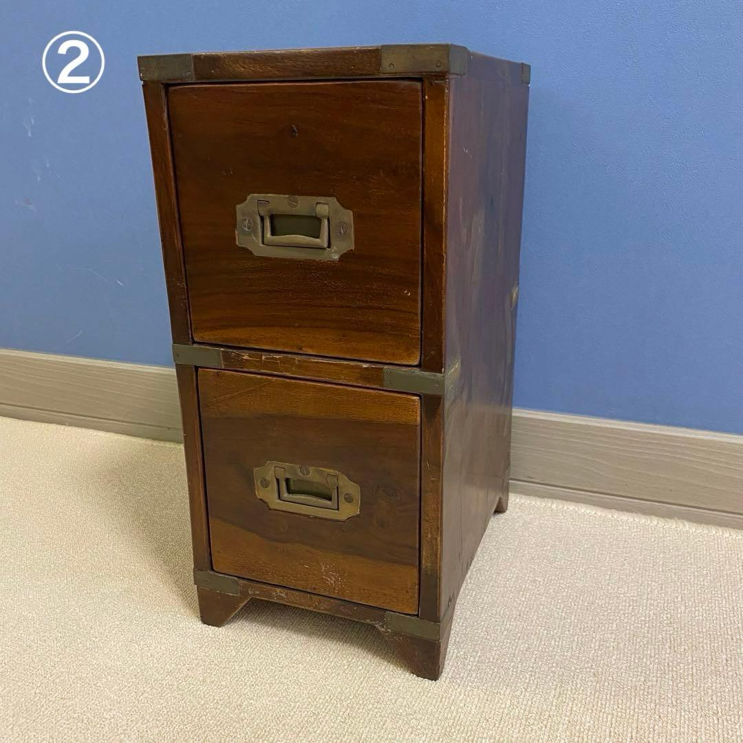 オールドメゾン 木製アンティーク風引き出し2段 CD保管