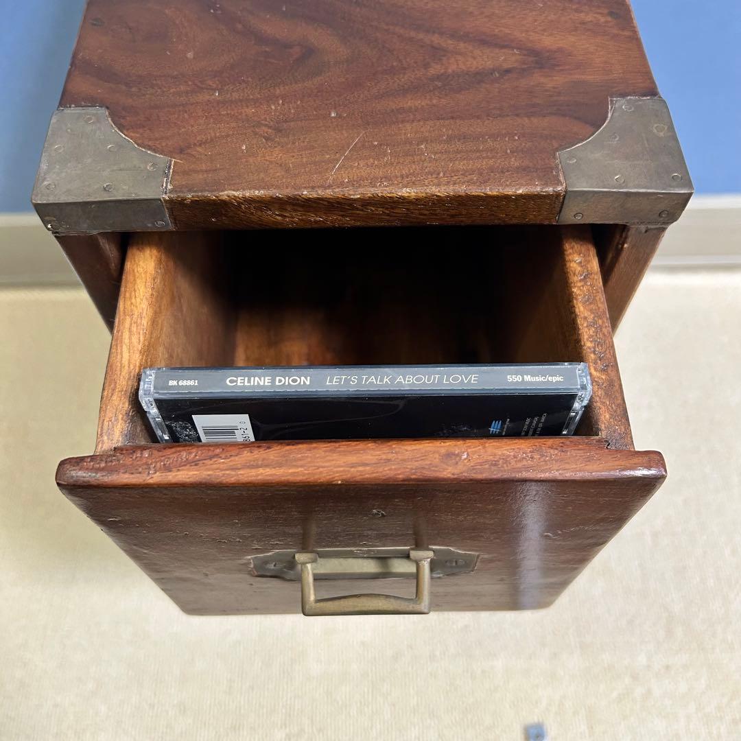 オールドメゾン 木製アンティーク風引き出し2段 CD保管